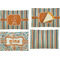 Orange & Blue Stripes Set of Rectangular Appetizer / Dessert Plates