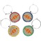 Orange & Blue Stripes Wine Charms (Set of 4) (Personalized)
