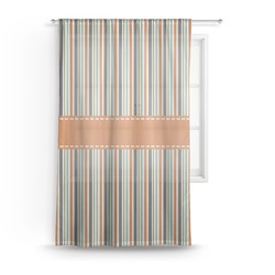 Orange & Blue Stripes Sheer Curtain