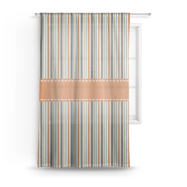 Custom Orange & Blue Stripes Sheer Curtain - 50"x84"
