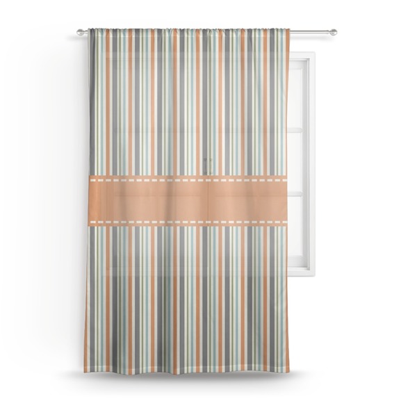 Custom Orange & Blue Stripes Sheer Curtain