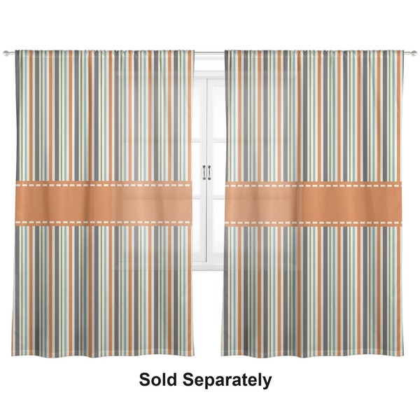 Orange Blue Swirls & Stripes Sheer Curtains