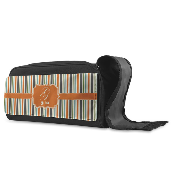 Orange & Blue Stripes Shoe Bags - ANGLE (Open)