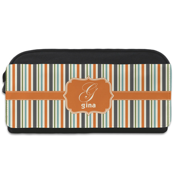 Custom Orange & Blue Stripes Shoe Bag (Personalized)