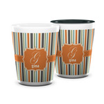 Orange & Blue Stripes Ceramic Shot Glass - 1.5 oz (Personalized)