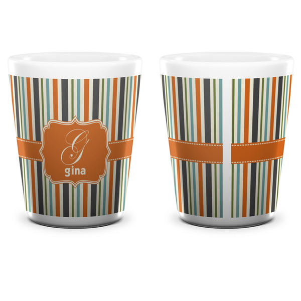 Orange & Blue Stripes Shot Glass - White - APPROVAL