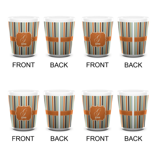 Orange & Blue Stripes Shot Glass - White - Set of 4 - APPROVAL