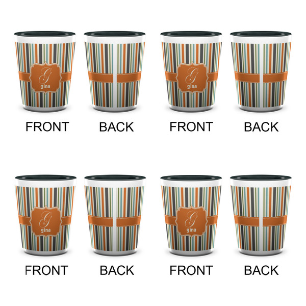 Orange & Blue Stripes Shot Glassess - Two Tone - Set of 4 - APPROVAL