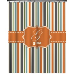 Orange & Blue Stripes Extra Long Shower Curtain - 70"x84" (Personalized)