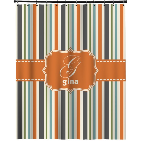 Custom Orange & Blue Stripes Extra Long Shower Curtain - 70"x84" (Personalized)