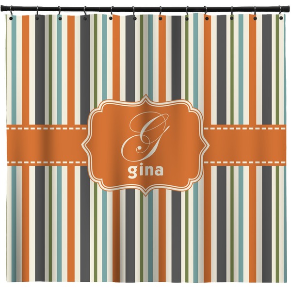 Custom Orange & Blue Stripes Shower Curtain - Custom Size (Personalized)