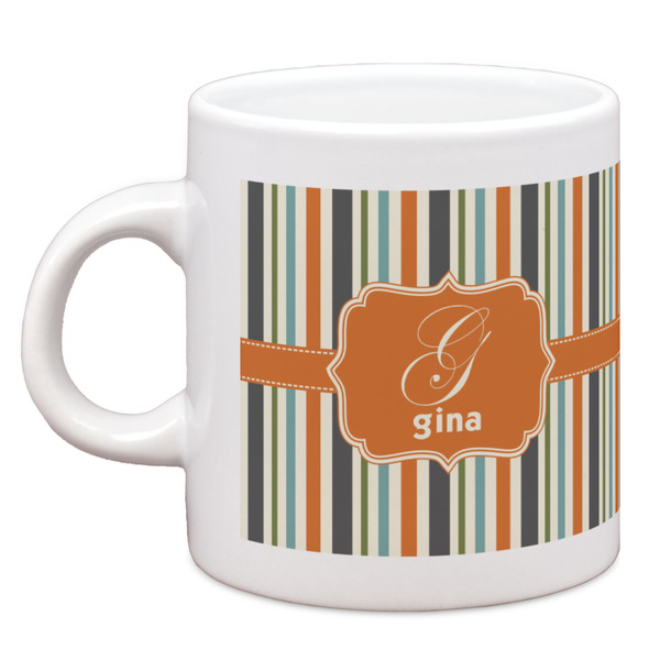 Custom Orange & Blue Stripes Espresso Cup (Personalized)