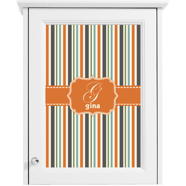 Orange & Blue Stripes Single White Cabinet Decal