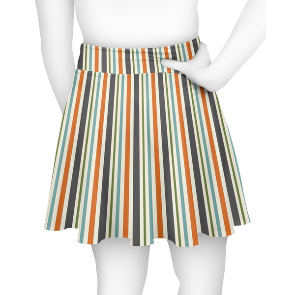 Orange & Blue Stripes Skater Skirt - Back