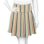 Orange & Blue Stripes Skater Skirt - X Large
