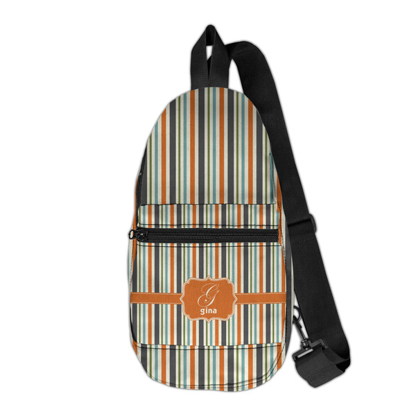 Custom Orange & Blue Stripes Sling Bag (Personalized)