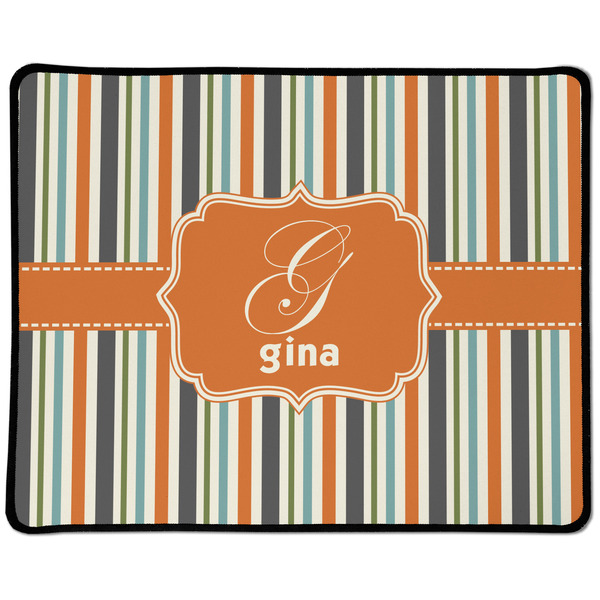 Custom Orange & Blue Stripes Large Gaming Mouse Pad - 12.5" x 10" (Personalized)