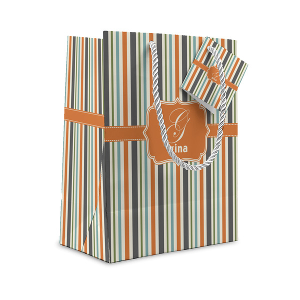 Custom Orange & Blue Stripes Gift Bag (Personalized)