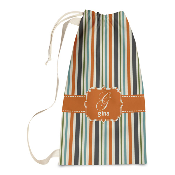Custom Orange & Blue Stripes Laundry Bags - Small (Personalized)