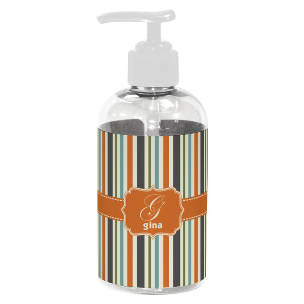 Orange & Blue Stripes Small Liquid Dispenser (8 oz) - White
