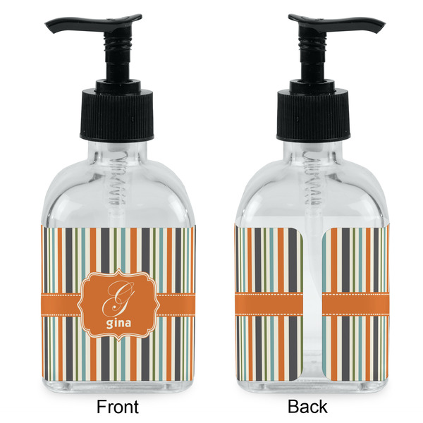 Orange & Blue Stripes Glass Soap/Lotion Dispenser - Approval