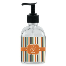 Orange & Blue Stripes Glass Soap & Lotion Bottle - Single Bottle (Personalized)