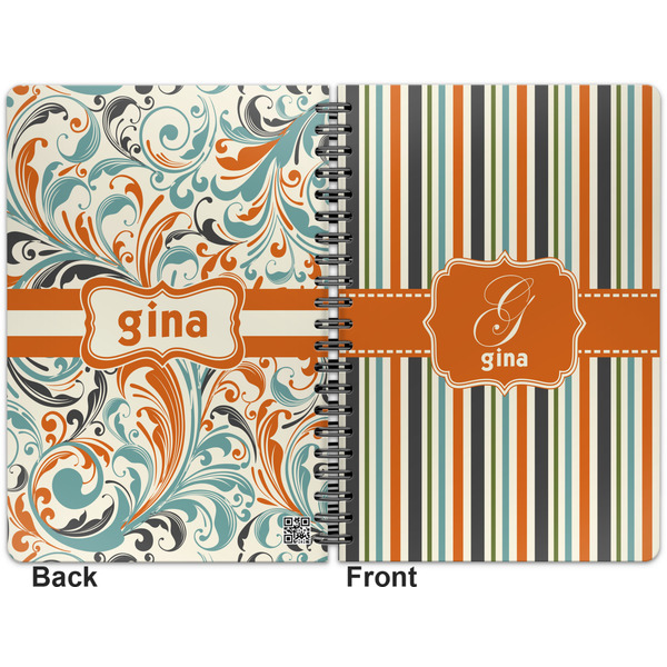 Orange & Blue Stripes Spiral Journal 7 x 10 - Apvl