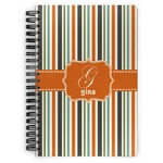 Orange & Blue Stripes Spiral Notebook - 7x10 w/ Name and Initial