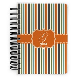 Orange & Blue Stripes Spiral Notebook - 5x7 w/ Name and Initial