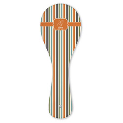 Orange & Blue Stripes Ceramic Spoon Rest (Personalized)