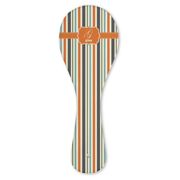 Custom Orange & Blue Stripes Ceramic Spoon Rest (Personalized)