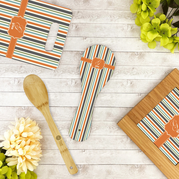 Orange & Blue Stripes Spoon Rest Trivet - LIFESTYLE