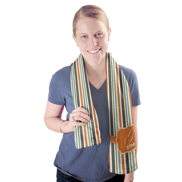 Orange & Blue Stripes Sport Towel - Exercise use - Model