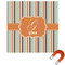 Orange & Blue Stripes Square Car Magnet - 6" (Personalized)