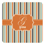 Orange & Blue Stripes Square Decal - Small (Personalized)