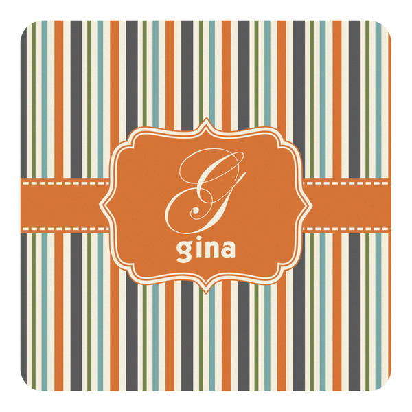 Custom Orange & Blue Stripes Square Decal - Medium (Personalized)