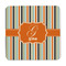 Orange & Blue Stripes Square Fridge Magnet - FRONT