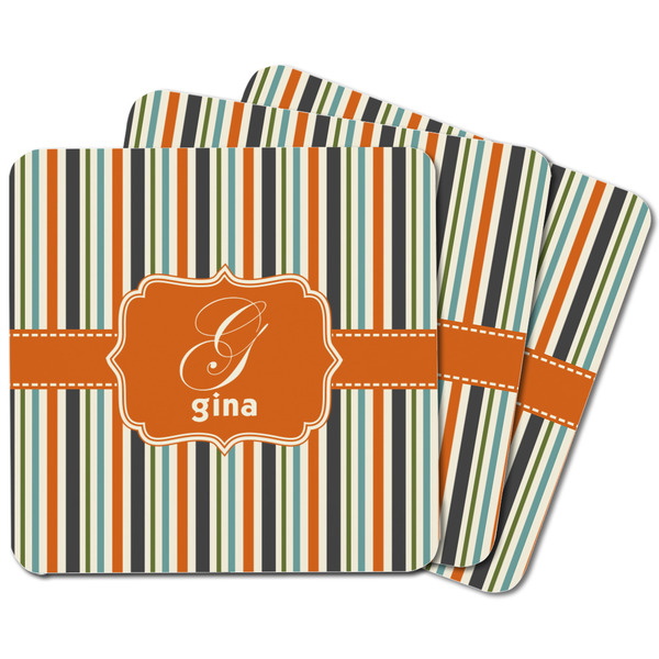 Orange & Blue Stripes Square Fridge Magnet - MAIN