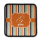 Orange & Blue Stripes Iron On Square Patch w/ Name and Initial