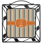 Orange & Blue Stripes Square Trivet (Personalized)