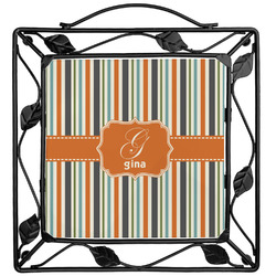 Orange & Blue Stripes Square Trivet (Personalized)