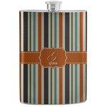 Orange & Blue Stripes Stainless Steel Flask (Personalized)