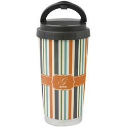 Orange & Blue Stripes Stainless Steel Coffee Tumbler (Personalized)