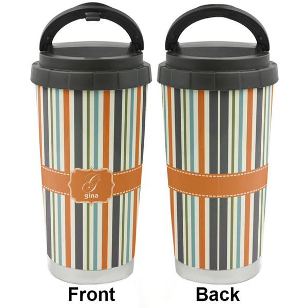 Orange & Blue Stripes Stainless Steel Travel Cup - Apvl