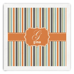 Orange & Blue Stripes Paper Dinner Napkins (Personalized)