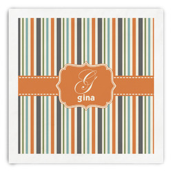Orange & Blue Stripes Paper Dinner Napkins (Personalized)