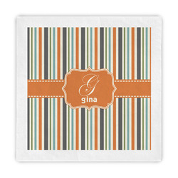 Orange & Blue Stripes Standard Decorative Napkins (Personalized)