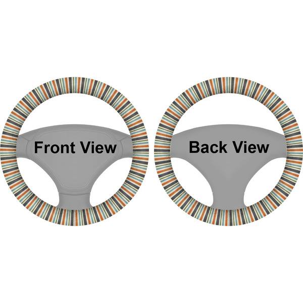 Orange & Blue Stripes Steering Wheel Cover- Front and Back