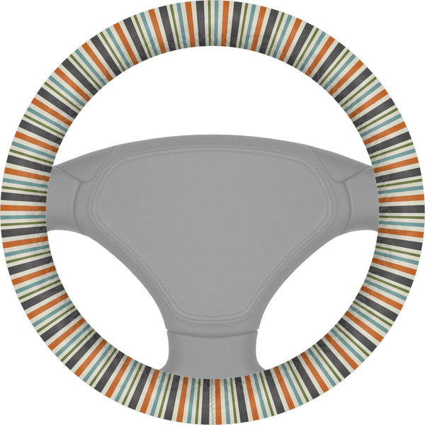 Custom Orange & Blue Stripes Steering Wheel Cover