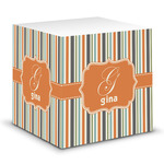Orange & Blue Stripes Sticky Note Cube (Personalized)
